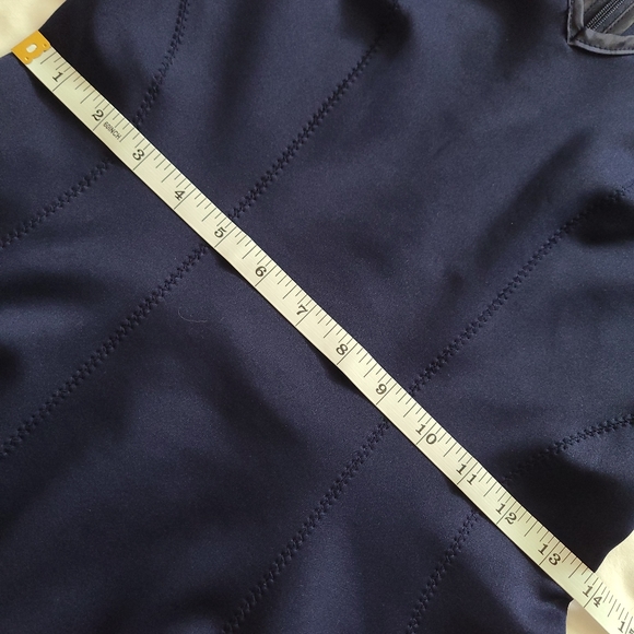 ❤️EUC M by Maia Navy Blue A-Line Sleeveless Embroidered Hem Panel Scuba Dress, 6 - Picture 8 of 13